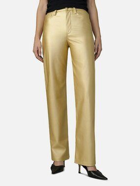 Joe's Jeans Women's Gold Margot 5-Pocket Straight Leg Metallic Jeans Size 32
